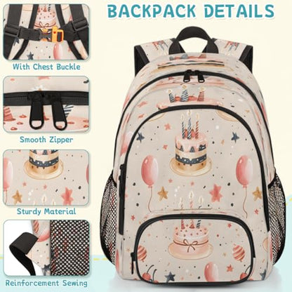 Happy Birthday Laptop Backpack for Women Men, 18.3 Inch Travel Work Backpacks, Cute Cake Waterproof Computer Casual Daypack Nurse Teacher Bags - color: Multicolor 18
