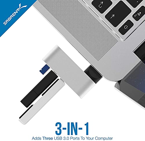 SABRENT Premium 3 Port Aluminum Mini USB 3.0 Hub [90°/180° Degree Rotatable] (HB-R3MC) - color: Silver