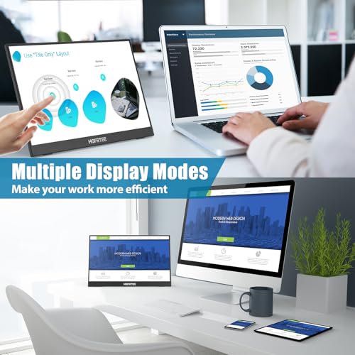 Portable Monitor Touchscreen 15.6", 1920x1080 60Hz FHD IPS HDR 10-Point Touch Screen Monitor with Built-in Stand & Speaker, HDMI USB C VESA External Travel Monitors for Laptop, PC, Mac, Phone - size: 15.6inch