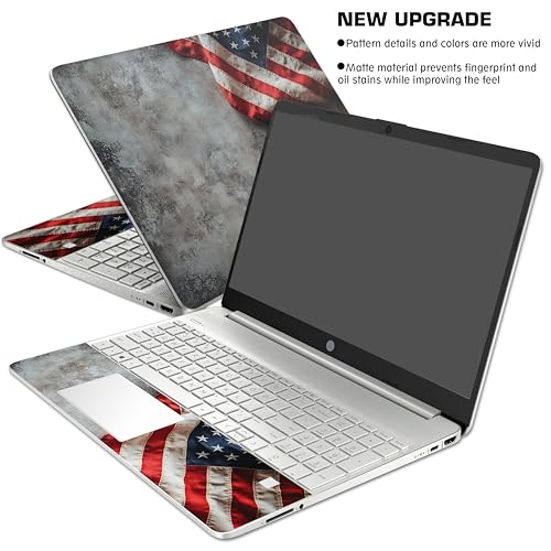 Laptop Skin Decal HP 15.6" - US Flag, Laptop Cover Sticker, No Cutting Required, No Bubble, Waterproof, Scratch Resistant - Including Wide Screen and Wrist Pad - size: 15.6 inch