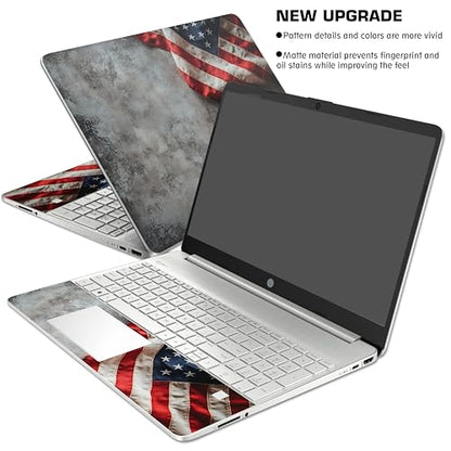 Laptop Skin Decal HP 15.6" - US Flag, Laptop Cover Sticker, No Cutting Required, No Bubble, Waterproof, Scratch Resistant - Including Wide Screen and Wrist Pad - size: 15.6 inch