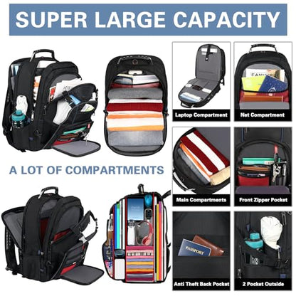 18.4 Inch Laptop Backpack,Extra Large Travel Backpack for Men Women,60L Big Capacity Heavy Duty Computer Bag TSA Friendly RFID Anti Theft Pocket Backbag,21.2*15.5*11.5 inch Blue - color: Rfid 18.4 Inch Blue