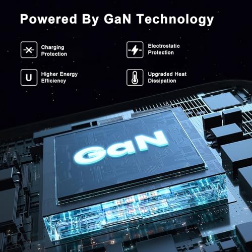 DCV 65W USB C Charger, GaN 3-Port Fast Charging Block with LED Digital Display, PD/PPS/QC 3.0 Foldable Wall Charger for Laptops, MacBook, iPhone 15/14/13, iPad Pro, Galaxy S23/S22, Note 20/10 (Black)