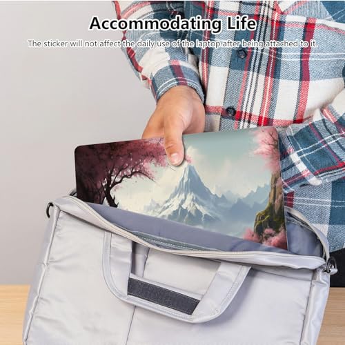 Universal Laptop Skin Sticker with 2 Wrist Pad Skins, Waterproof Scratch Resistant Vinyl Laptop Cover Decal, Cut to Fit for 11–15.6 Inch MacBook HP Dell Lenovo, Cherry Tree by Lake - color: Cherry Tree By Lake