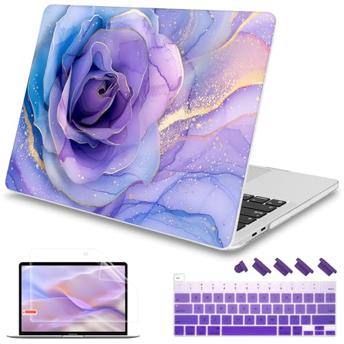 Mektron Case for MacBook Pro 16 Inch A2141 Cover 2019 Release 16" with Liquid Retina Display/Touch ID, Plastic Hard Shell with Keyboard Skin & Screen Protector & Dust Plug, Rose Marble - color: Rose Marble
