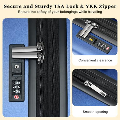 CENSIEN Expandable 16 Inch Carry On Luggage Airline Approved Small Suitcase | Lightweight ABS+PC Hard Shell Suitcases,360° Spinner Wheels,TSA Lock,YKK Zipper,Business Weekender Short Trips,Blue - color: Navy Blue, size: 16 Inch EXT