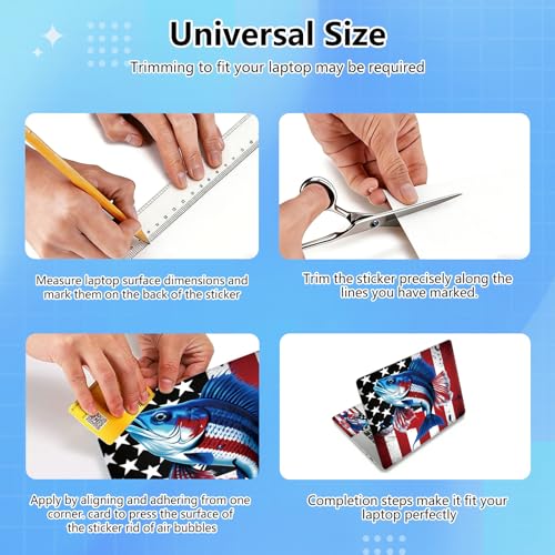 Universal Laptop Skin Sticker Decal for 11.6”12" 13" 13.3" 14" 15" 15.4" 15.6" Reusable Waterproof Scratch-Scratch Resistant Protective Vinyl Laptop Notebook Skin Stickers - American Flag & Fish - color: American Flag & fish
