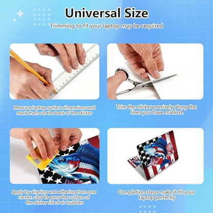 Universal Laptop Skin Sticker Decal for 11.6”12" 13" 13.3" 14" 15" 15.4" 15.6" Reusable Waterproof Scratch-Scratch Resistant Protective Vinyl Laptop Notebook Skin Stickers - American Flag & Fish - color: American Flag & fish