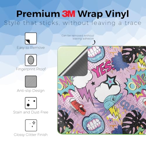 Glossy Glitter Laptop Skin Compatible with Apple MacBook Neo - OMG Yes - Premium 3M Vinyl Protective Wrap Decal Cover - Easy to Apply | Crafted in the USA by MightySkins - color: Omg Yes, size: MacBook Neo Full Cover Skin, style: Glossy Glitter Finish