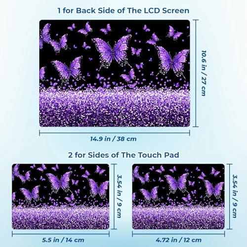 Reusable Universal Laptop Skin Sticker, Cut to Fit for 11.6–15.6 Inch Laptops, Waterproof Protective Film, No-Residue - Purple Butterfly - color: Purple Butterfly