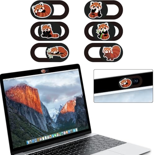 6Pcs 6 Styles Red Panda Camera Cover Slide Cute Privacy Guard Accessories, Phone Front Camera Blocker 0.04 Inch Ultra Thin for Laptop Desktop Computer Tablet Notebook Mini PC Office Use - color: Red Panda