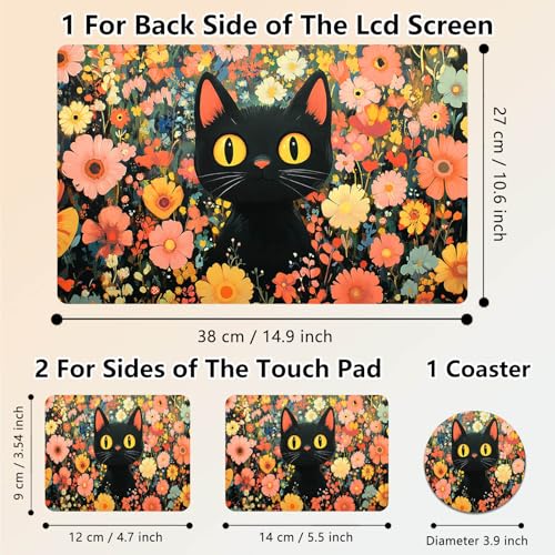 Laptop Skin Sticker Decal 15.6 Inch,12 13 13.3 14 15 15.6 in Laptop Netbook Skins for Notebook,Art Decal Removable Waterproof Scratch Resistant,Universal Vinyl Cover,Pink Floral Cat - color: Pink Floral Cat