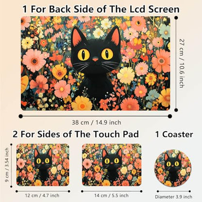 Laptop Skin Sticker Decal 15.6 Inch,12 13 13.3 14 15 15.6 in Laptop Netbook Skins for Notebook,Art Decal Removable Waterproof Scratch Resistant,Universal Vinyl Cover,Pink Floral Cat - color: Pink Floral Cat