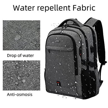 17 Inch Travel Laptop Backpack Water Resistant College Backpack for Men Laptop Bag with USB Charging Port,Light Grey - color: Light Grey