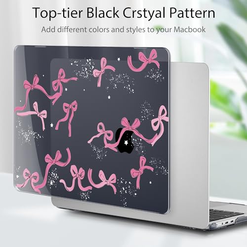 Tuiklol for MacBook Air 13 inch Case M5 2026 M4 2025 M3 2024 M2 2022 Release Model A3449 A3240 A3113 A2681,Plastic Hard Shell Cover for MacBook Air 13.6 with Touch ID, Black Bow - color: Bow