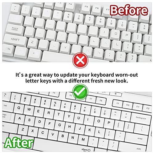 (2PCS Pack) English Keyboard Stickers, Universal Keyboard Replacement Letters English White Background with Black Lettering for Laptops Computer, Matte Keyboard Alphabet Stickers -White - color: English-White