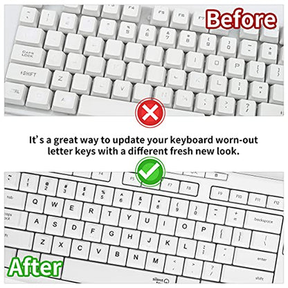 (2PCS Pack) English Keyboard Stickers, Universal Keyboard Replacement Letters English White Background with Black Lettering for Laptops Computer, Matte Keyboard Alphabet Stickers -White - color: English-White