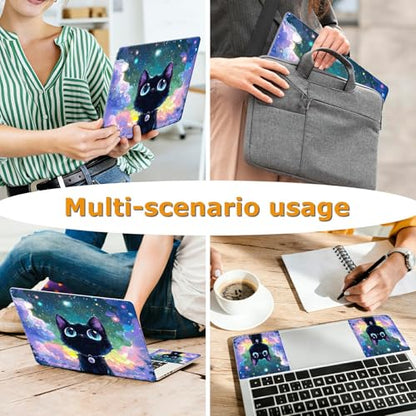 Universal Laptop Skin Sticker with 2 Wrist Pad Decals, 3-Piece Removable Vinyl Laptop Cover, Nebula Cat Waterproof Anti-Scratch, Easy-Trim Fit for 13.3" 14" 15.6" Laptops - color: Nebula Cat