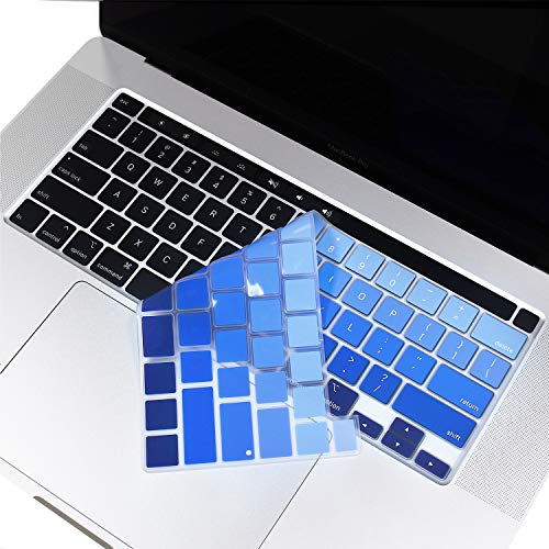 ProElife Keyboard Cover for MacBook Pro 13'' M2 M1 & 16'' A2141, Ombre Blue | U.S. Layout, Ultra-Thin (0.26 mm), Dust-Proof, Backlight Visible, Precision Molded, Soft-Touch Typing, Washable & Reusable