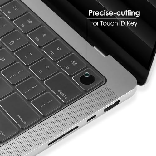 ProElife Keyboard Cover for MacBook Pro 14 Inch 16 Inch M5 M4, Clear, TPU | U.S. Layout, Non-interference Design for ID Key, Dust-Proof, Backlight Visible, Precision-Molded, Washable & Reusable