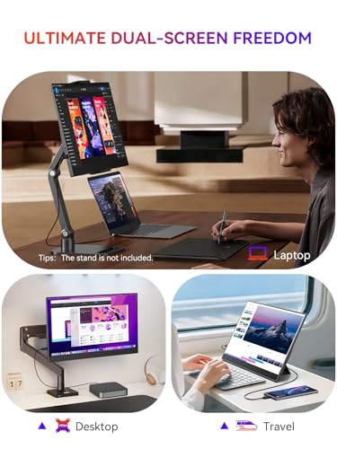 UPERFECT Portable Monitor, 15.6" 1080P Ultra-Slim IPS Display | 125% sRGB, USB-C & HDMI, Plug & Play, Built-In Stand, Dual Speakers, Portable Gaming Screen for Laptop & Console - size: 15.6"