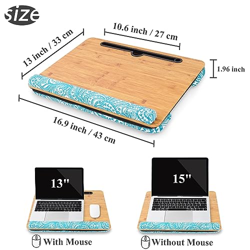 Lap Desk,Fits up to 15.6 inch Laptop Bed Table Computer with Soft Pillow and Storage Bag,Gaming Tray and Writing Tray on Bed for Home Office(2-Beige) - color: 2-beige
