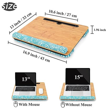 Lap Desk,Fits up to 15.6 inch Laptop Bed Table Computer with Soft Pillow and Storage Bag,Gaming Tray and Writing Tray on Bed for Home Office(2-Beige) - color: 2-beige