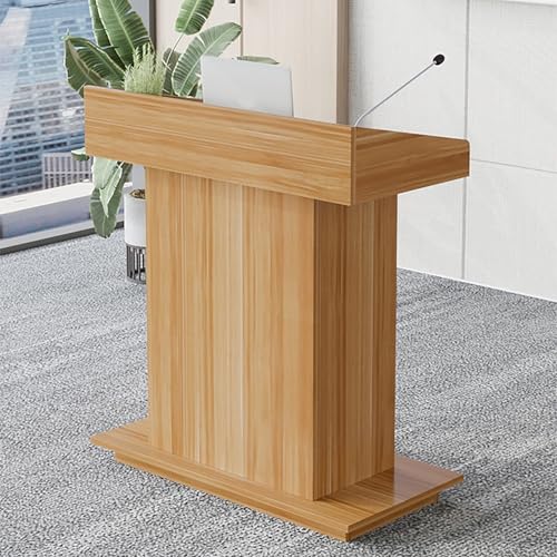 Portable White Floor Standing Podium - Sturdy Wooden Lectern with Large Desktop for Church, Conference, Speech, and Public Speaking - Ideal Presentation Tool