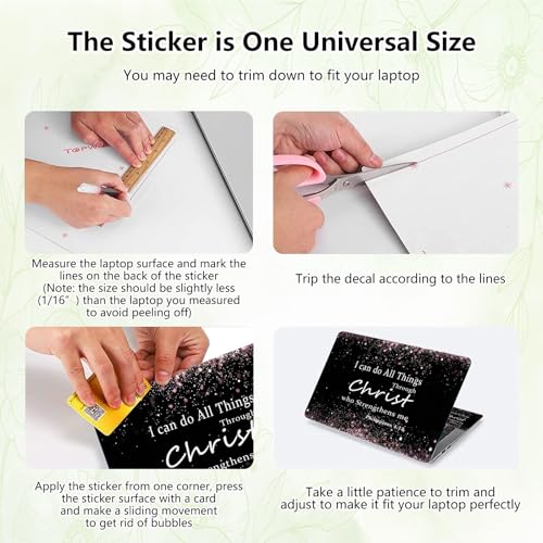 Laptop Skin Sticker Decal, Universal Reusable Vinyl Laptop Cover for 12" 13" 13.3" 14" 15" 15.4" 15.6" Notebook PC, Reusable Waterproof Scratch-Resistant with 2 Wrist Pads,Philippians 4-13 - color: Philippians 4-13