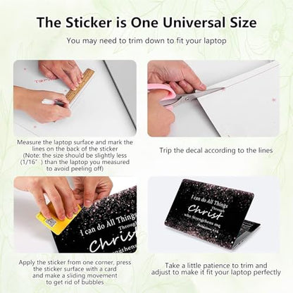 Laptop Skin Sticker Decal, Universal Reusable Vinyl Laptop Cover for 12" 13" 13.3" 14" 15" 15.4" 15.6" Notebook PC, Reusable Waterproof Scratch-Resistant with 2 Wrist Pads,Philippians 4-13 - color: Philippians 4-13