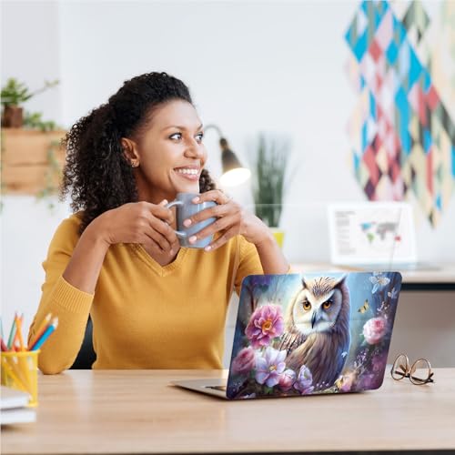 Universal Laptop Skin, DIY Cut-to-Fit Vinyl Cover Compatible with HP, Dell, Lenovo, Mac (13.3" to 15.6"), Anti-Scratch, No Residue & Bubble-Free Protective Decal Sticker, Floral Owl Fantasy - color: Floral Owl Fantasy
