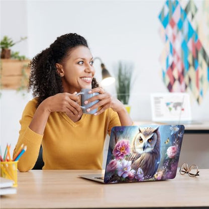 Universal Laptop Skin, DIY Cut-to-Fit Vinyl Cover Compatible with HP, Dell, Lenovo, Mac (13.3" to 15.6"), Anti-Scratch, No Residue & Bubble-Free Protective Decal Sticker, Floral Owl Fantasy - color: Floral Owl Fantasy