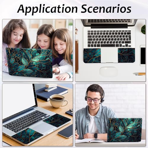 Laptop Skin 12.1-15.6 inch Removable Universal Reusable Laptop Sticker Decal,Waterproof No Residue Vinyl Cover,Scratch-Resistant Cuttable Full Wrap Sticker for Notebook, Dark Green Leaf - color: Dark Green Leaf