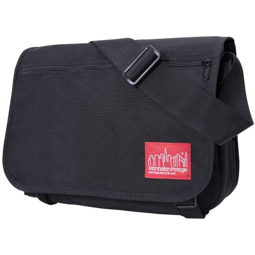 Manhattan Portage Europa Messenger Bag (Medium) Expandable With Laptop Sleeve Water Resistant Luggage Attachment 1000D Cordura For Work College Travel (Black) - color: Black, size: Medium