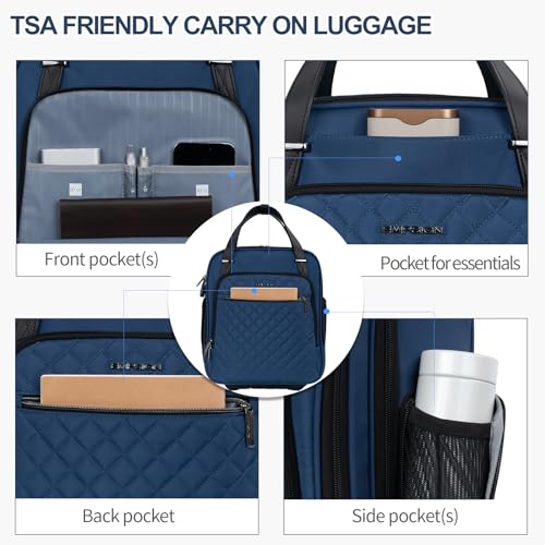 EMPSIGN Underseat Carry On Wheeled - 16" Carry on Bag with Wheels Multi-functional Lightweight Rolling Bag Overnight Weekender Small Suitcase for Women Men Travel Business, Haze Blue - color: Haze Blue