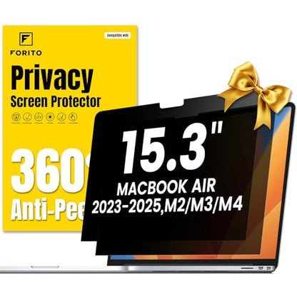 F FORITO 2-Pack 360° Privacy Screen Compatible with MacBook Air 15.3 inch (2023-2025, M2, M3, M4), Eye Protection Anti Glare Anti Blue Light Matte Computer Privacy Screen Shield - size: for MacBook Air 15.3" (2023-2025, M2 M3 M4)