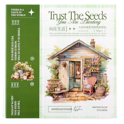 Garden Scrapbook Stickers 50 Sheets journaling Sticker 400 Pre-Cut Washi Stickers Scrapbooking Supplies Collage Decorative DIY Arts Craft Making - color: Green