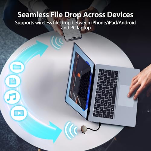 j5create AeroDrop CrossLink Wireless Dongle - Instant Share Files, Photos, Keyboard, Mouse, and Screen Between iPhone/iPad/Android and Windows Computer (JUAW22)