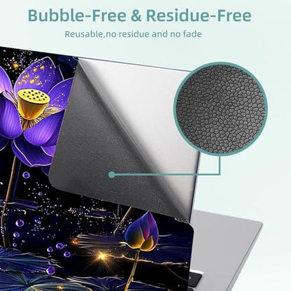Universal Laptop Skin Decal, 3-Piece Vinyl Protector for 12 13 14 15.6" Notebook, Waterproof Anti-Scratch, Easy Trim & Bubble-Free Finish, Purple Lotus Flower - color: Purple Lotus Flower