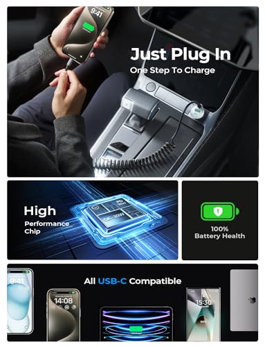 LISEN 90W USB C Car Charger for iPhone 17/16/15 Series | Car Charger USB C Fast Charge Adapter,Super Fast for Men Women, Car Accessories, Compatible with iPhone 17 16 15 Pro Max - color: Black-90inch
