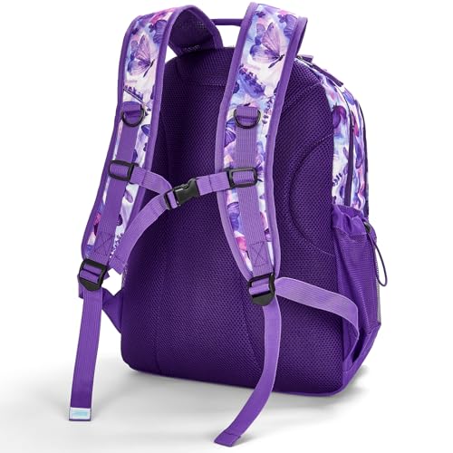 Choco Mocha Butterfly Backpack for Teen Girls, Travel School Backpack for Girls Middle School Large Bookbag 18 Inch, Purple - color: Butterfly-purple
