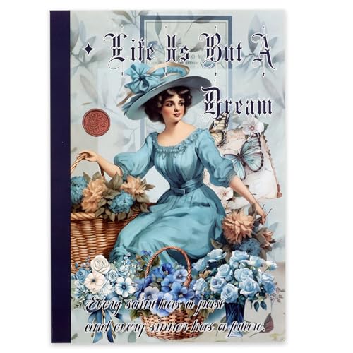 Auguro Vintage Scrapbook Stickers Book 24 Sheets 480 Pre-Cut People Stickers for Scrapbooking Washi Sticker Journal Sticker for Adults Junk Journal Supplies - color: Blu