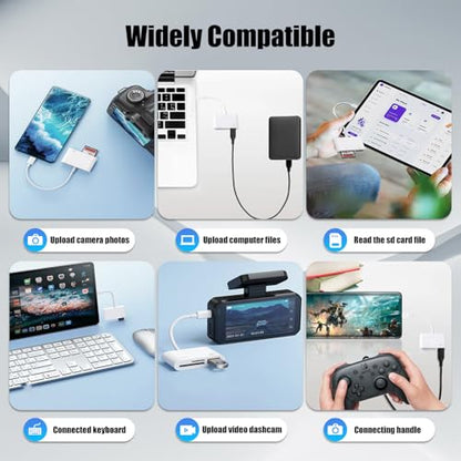 USB C SD Card Reader for iPhone 15 16 17, SD Card Adapter with SD MicroSD USB 3 Ports, USBC Memory Card Reader for iPhone 15 16, iPad, Mac, MacBook Pro/Air,Digital Camera Adapter iPhone, Android