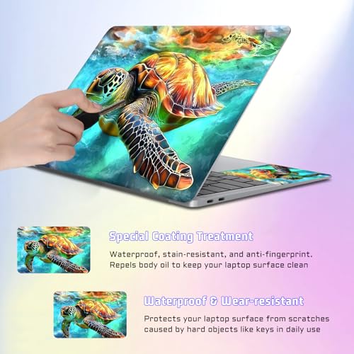 Universal Laptop Skin Sticker Decal, Compatible with MacBook HP Dell Lenovo 12"-15.6", Reusable Vinyl Notebook Cover 3PCS Set, High-Recognition Film-Colorful Sea Turtle - color: Colorful Sea turtle