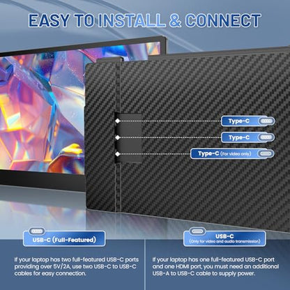 Teamgee 14.2" Laptop Screen Extender, FHD 1080P IPS Portable Monitor for Laptop, Triple Screen Monitor Extender Compatible with 13"-17" Laptops, HDMI/USB-A/C Plug-Play for Windows, Mac, Android - size: Screen 14.3