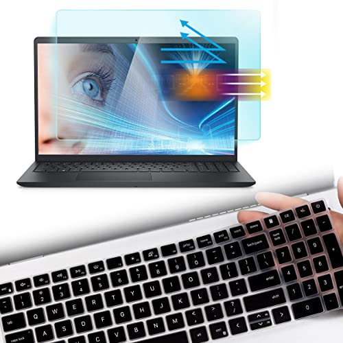 Screen Protector for Dell 15 DC15250 DC15255 15.6“ & Inspiron 15 3510 3511 3515 3525 3530 3535 5510 5515 5518 Anti-Blue Light Screen Protector & Keyboard Cover, Eyes Protection Screen Filter Block UV