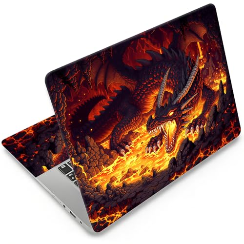 DEGDFSGR 12.1-15.6 Inch Universal Reusable Laptop Skin Sticker Decal, Waterproof Removable Protector for Notebook Cover, Scratch-Resistant Vinyl Cuttable Full Wrap Sticker, Fire Dragon Lava Cave - color: Fire Dragon Lava Cave