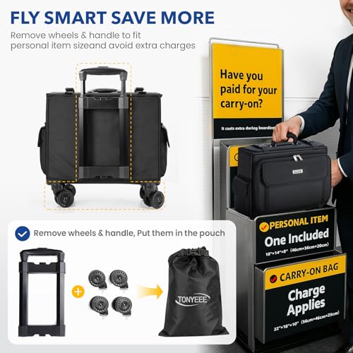 Rolling Laptop Bag 15.6 Inch, Ballistic Nylon Wheeled Briefcase for Men Women, Professional Rolling Work Bag, Underseat Carry On Business Case, 360 Spinner Wheels, Accordion File Office Bag