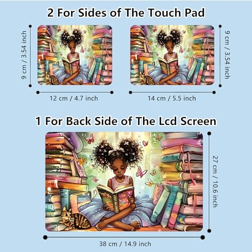 Universal Laptop Skin Sticker with 2 Wrist Pad Skins, Waterproof Scratch Resistant Vinyl Laptop Cover Decal, Cut to Fit for 11–15.6 Inch MacBook HP Dell Lenovo, Library Black Girl - color: Library Black Girl