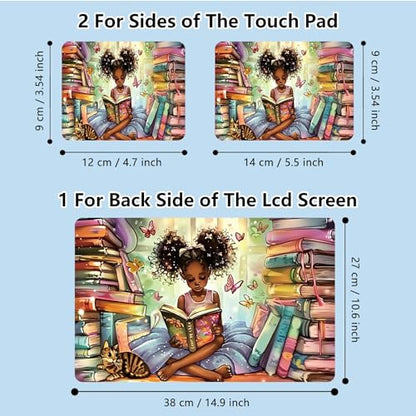Universal Laptop Skin Sticker with 2 Wrist Pad Skins, Waterproof Scratch Resistant Vinyl Laptop Cover Decal, Cut to Fit for 11–15.6 Inch MacBook HP Dell Lenovo, Library Black Girl - color: Library Black Girl